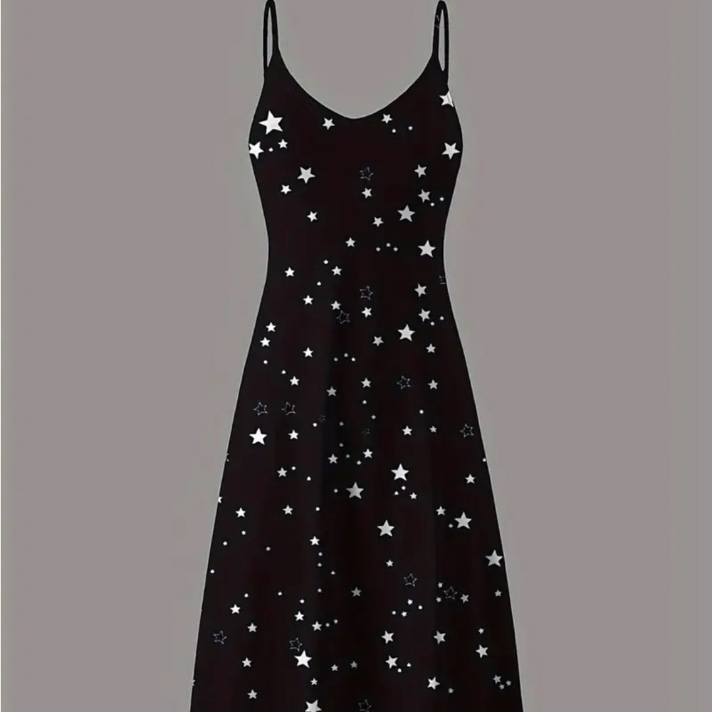 Spaghetti strap, midnight blue stars dress very comfortable!